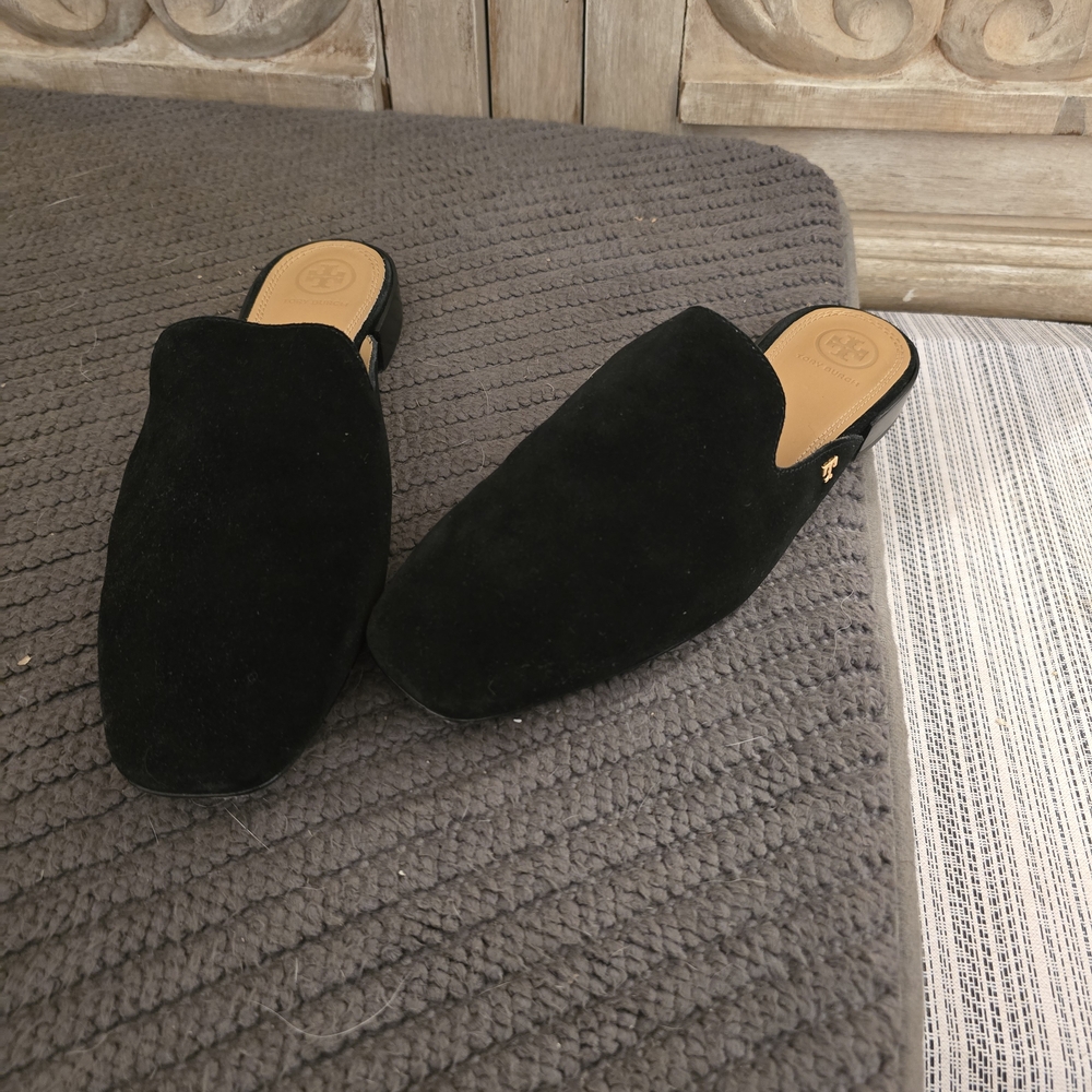 Tory Burch Black Mules Sleek Suede Design